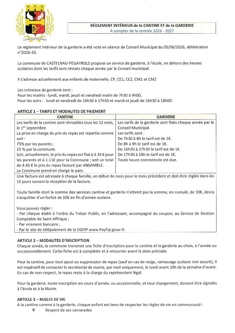 Tarifs et modalités